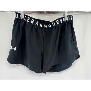 Under Armour Athletic Shorts Women's Size L Black Solid UA Logo 3" Inseam